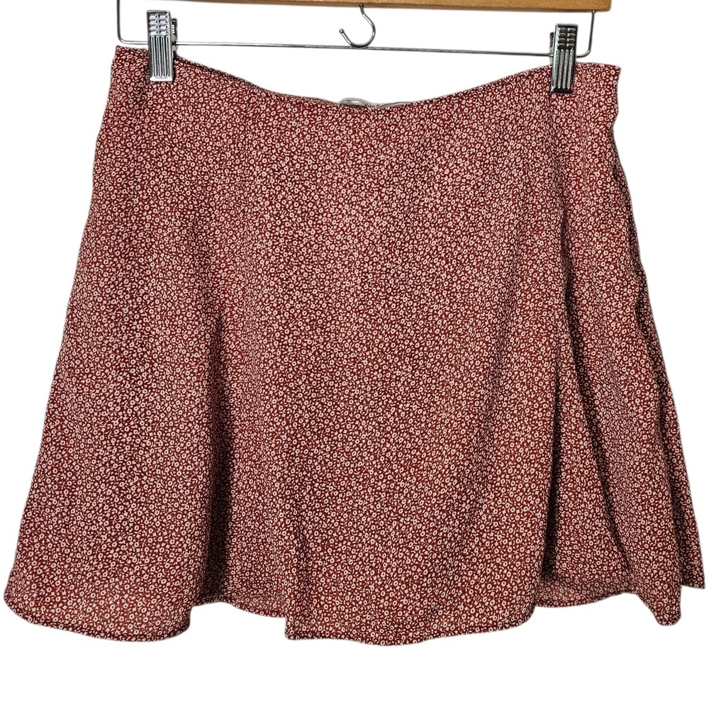 Abercrombie & Fitch Skirt Medium Red Ditzy Floral Print Mini Skort Casual 90s ~
